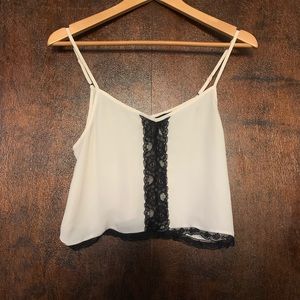 Lace detail crop top.